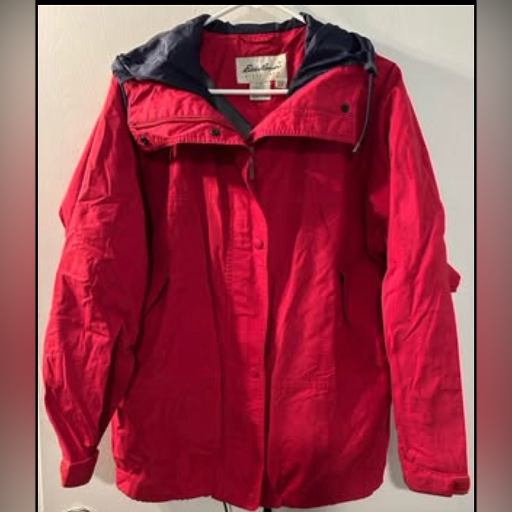 Ladies Eddie Bauer Red Gortex Rain Jacket/ Windbreaker Size S/P